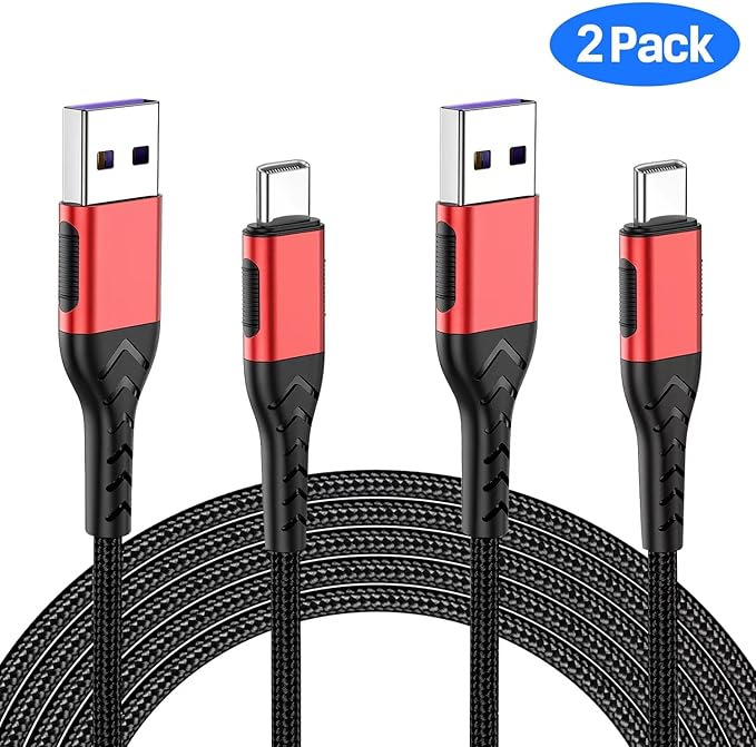 Durcord USB C Cable, Upgarded 2Pack 3ft Fast Charging 3 Feet USB Type C Charging Cord Cable, 3 Foot Type C Charger Nylon Braided USB Cable Compatible with iPhone 15/Pro/Plust/Max/Samsung etc-Red