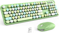 MOFII Wireless Keyboard and Mouse Combo, 2.4GHz Retro Full Size Typewriter Keyboard with Number Pad & Wireless Mouse for Laptop, PC, Desktop, Mac, Windows - Green Colorful