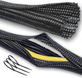 Cable Management Split Wire Loom Sleeve - Cord Hider & Protector for Desk, Pet Chew Proof, Wire Cover Organizer, Flexible Tube for Wires and Cables (1/2 Inch 12FT, Black)