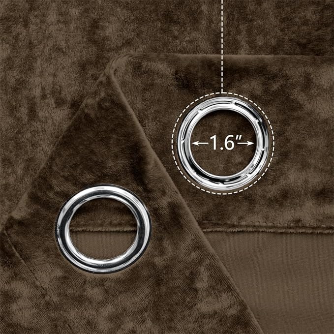 SMILETIME Chocolate Crushed Velvet Curtains 52x108 inch Luxurious Thermal Insulated Soundproof Drapes for Living Room Bedroom Office Soft and Durable Light-Filtering Window Treatments, 2 Panels