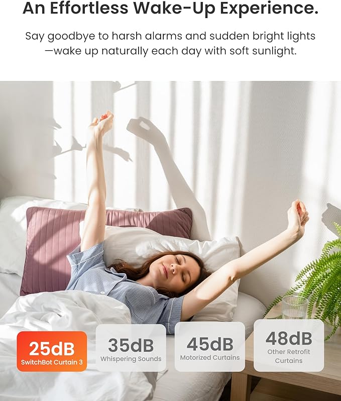 SwitchBot 2025 Automatic Curtain Opener 3 Rod-Bluetooth Remote Control, WiFi&Smartphone Control, Upgraded High-Performance, Add Hub to Compatible with Alexa, Google Home, HomeKit