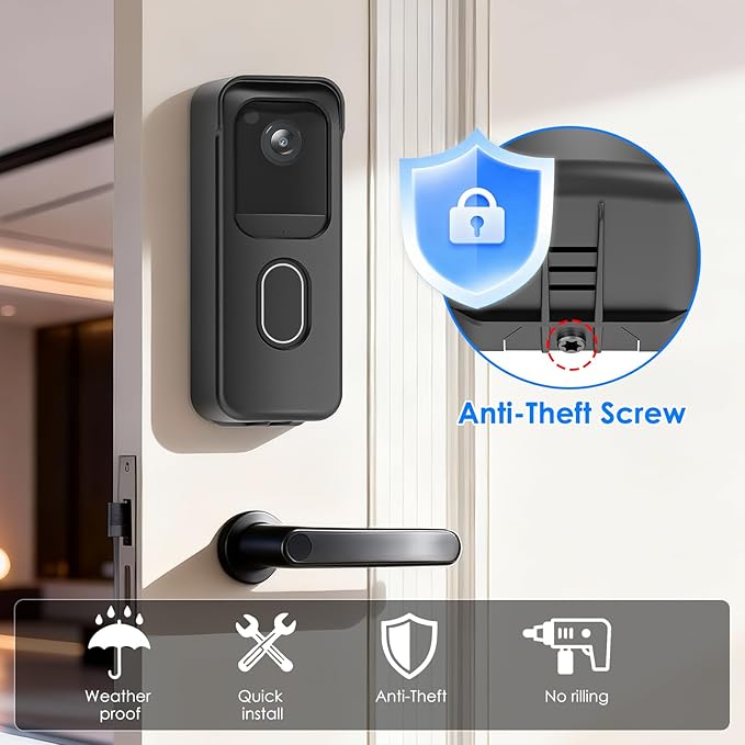 No Drill Door Mount for Blink Video Doorbell (2025 2nd Gen), Adhesive Mounting Bracket Accessories for Security System, Not for Blink Video Doorbell (2021&2023 Release), Black