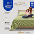 THREAD SPREAD 100% Cotton Split King Sheets - 400 Thread Count 5 PC Hotel Quality Sheet for Adjustable Bed, Ultra Soft, 16" Deep Pocket Split King Bed Sheet (Sage Green)