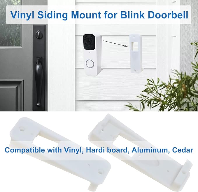 TEYOUYI Vinyl Siding Mount for Blink Doorbell, Angle Mount Wedge for Blink Video Doorbell (4" Standard Vinyl, Hardi Board, Aluminum, Cedar White