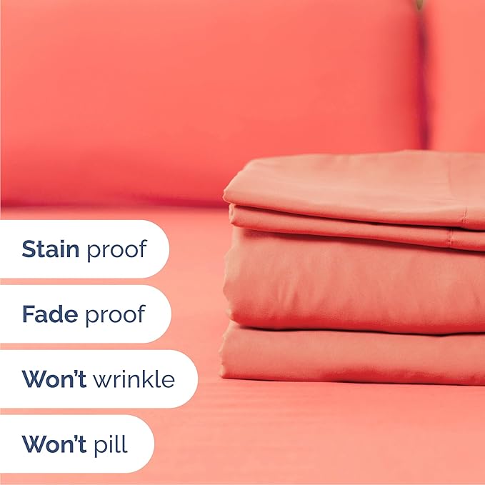 Cal King 6 Piece Sheet Set - Cooling, Comfy & Breathable - Hotel Luxury Bedding, Includes Fitted Sheet for Women, Men, Kids & Teens - 1 Flat, 1 Fitted Sheet, 4 Pillowcases with Deep Pockets - Coral