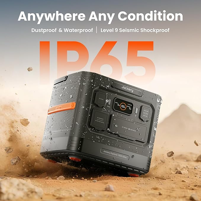 Jackery Explorer 1500 Ultra Portable Power Station, 1536Wh LiFePO4 Battery,1800W AC Output (3600W Peak), IP65 Waterproof, 1.5H Recharge, Solar Generator for Off-Grid & Emergency (Solar Panel Optional)