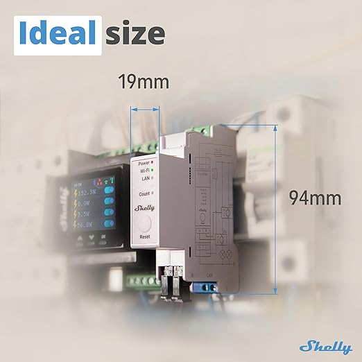 Shelly Pro EM 50A | Wi-Fi & LAN Energy Meter with Contactor Control | DIN-Rail | Home Automation | Bluetooth Gateway | Compatible with Alexa & Google Home | No Hub Required | Power Monitoring