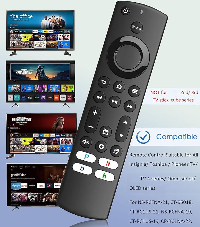 Replacement Remote Control for All Insignia TV/ToshibaTV/Pioneer TV, for Omni TV/4-Series SmartTVs,with 4 Shortcut Keys