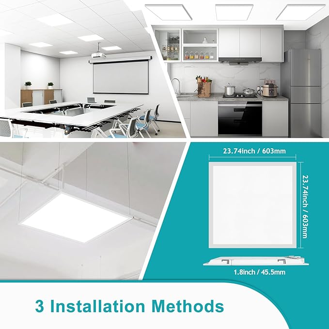 VocgoUU 8 Pack 2x2 LED Flat Panel Light - 2x2 LED Flat Panel Light 5000K 4000K 3000K Selectable & 0-10v Dimmable, 20W 30W 40W 2x2 LED Drop Ceiling Light Troffer Lay in, 100-277Vac, ETL Listed