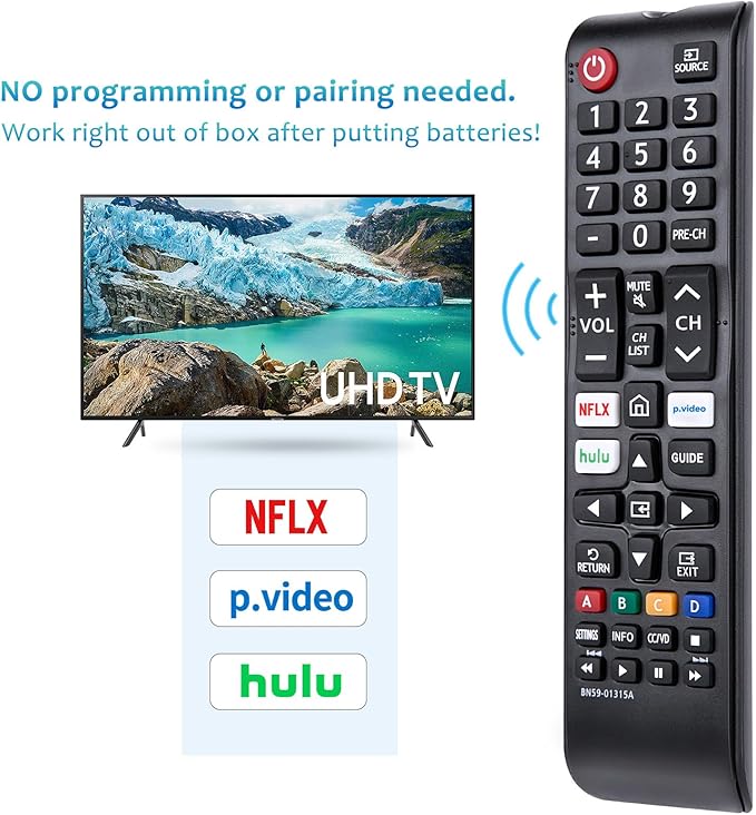 Replacement BN59-01315A BN59-01315J Remote Control Compatible with Samsung 4K Crystal UHD 6/7/8/9/TU-7000 Series Smart TV(BN59-01315E)