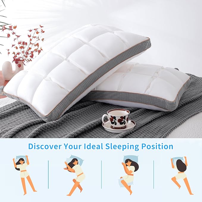 YOUR MOON Soft Pillow Standard for Sleeping, Super Soft Support Down Alternative Pillow, 100% Cotton Shell Luxury Comfy Fluffy Bed Pillows for Sleep(White)