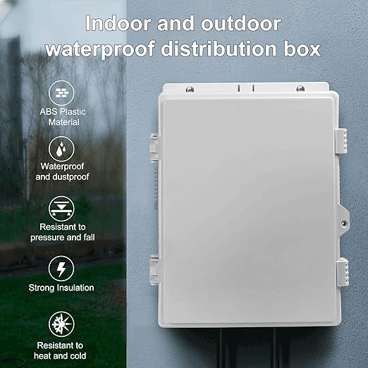 Namunanee Outdoor Electrical Junction Box, ABS Water Resistant Enclosure with Internal Mounting Panel & Hinged Cover (13" H* 9.2" L* 3.7" W)