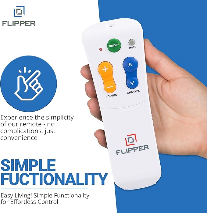 Flipper Big Button Universal TV Remote for Seniors, Dementia - Works Both TV Only or TV & Cable (STB) Set Up - Favorites, IR Devices Spectrum, Xfinity, Samsung, Vizio, LG [Does not Work Streaming]