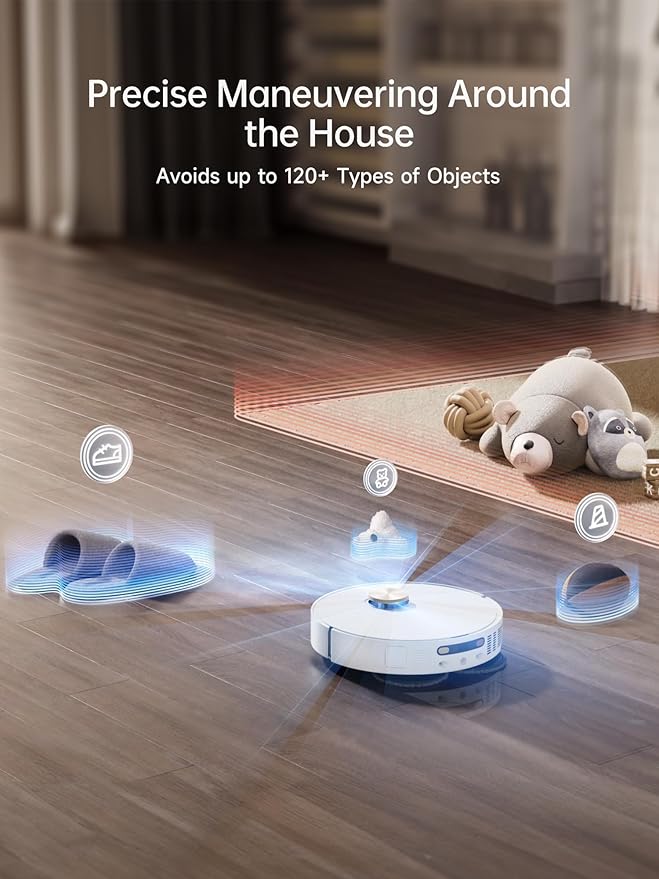 DREAME X40 Ultra Robotic Vacuum with Removable & Liftable Mop, 12,000Pa Suction, Side Brush Extensive Cleaning, 158°F Mop & Washboard Self Cleaning, Auto-Empty, Auto Refill, liftable Brushes White