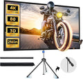 Projector Screen with Stand, Paris RHÔNE 80-inch Outdoor Indoor Projector Screen 16:9 4K HD PVC, 1.5 Gain Portable Wrinkle-Free Movie Screen for Home Backyard Theater with Carry Bag, Ground Nails
