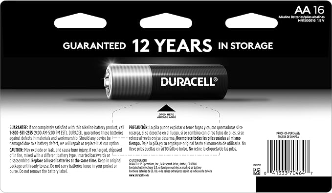 Duracell Coppertop AA Batteries with Power Boost Ingredients, 16 Count (Pack of 1) Long-lasting Alkaline Double AA Battery for Household and Office Devices