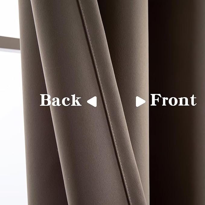 Blackout Curtains 96 Inches Long 2 Panels Set, Khaki Curtains Thermal Insulated Room Darkening Drapes for Bedroom, Rod Pocket Light Blocking Drapes Living Room Windows(52W × 96L, Khaki)