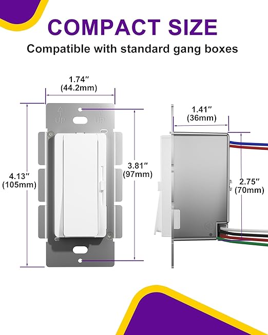 HitLights LED Driver and Dimmer Switch in One 60W, 120V AC to 12V DC, Compatible with Most Solid Color 12V Strip Tape Lights, UL Listed, Single-Pole/3-Way, EZDim Pro, White