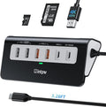 intpw P9 PRO USB C Hub 10Gbps, 9-in-1 USB C Docking Station 3.28FT with 4K@60Hz HDMI, 3 Type-C/A 3.2, 2 Type-A 2.0, PD 100W, SD/TF Port, Black Aluminum USB Hub for Laptop, iPhone 17, MacBook Air/Pro