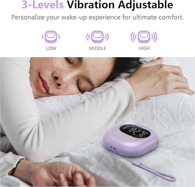 Mesqool Vibrating Alarm Clock for Heavy Sleepers, Rechargeable Battery Operated Bed Shaker Under Pillow, Cordless, Weekday/Weekend Dual Alarms, Travel Digital Clock for Hearing-impaired