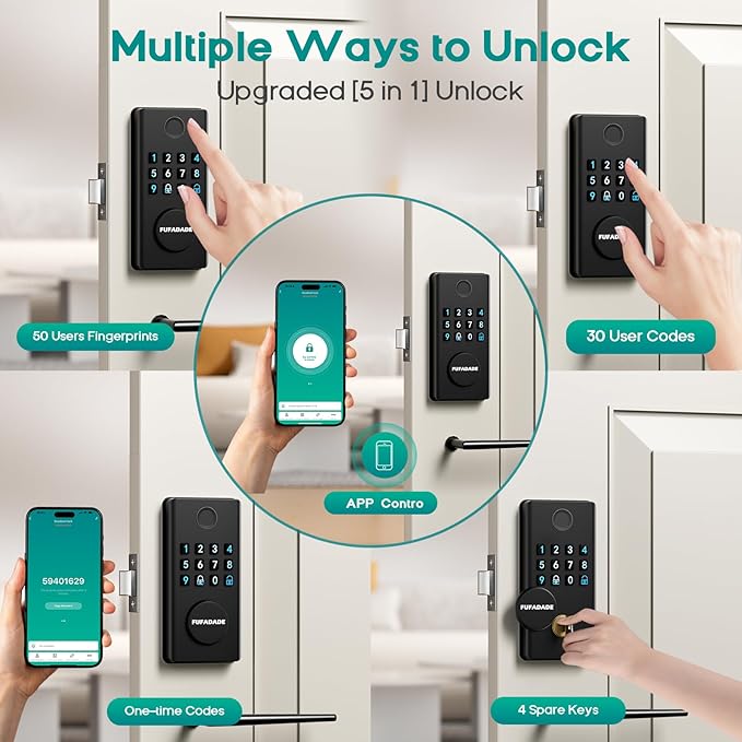 Keyless Entry Door Lock Deadbolt,Upgraded Electronic Deadbolt Smart Lock with Tuya App Control & 4 Keys,High Security Smart Lock,Digital Keypad Door Locks,One-time Code, Auto-Locking,Easy to Install