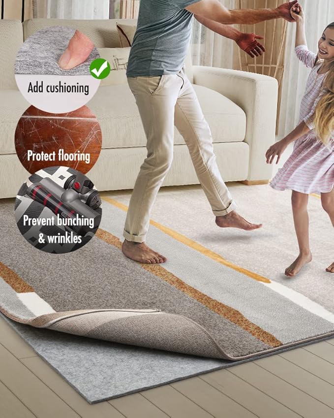 Resare Non Slip Rug Pad Gripper - 2.6x12 Feet 1/4" Extra Thick Felt Under Rug for Area Rugs and Hardwood Floors,Super Cushioned Non Skid Carpet Padding