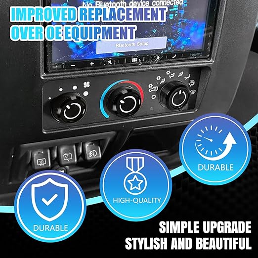 Xomzema 3Pcs Upgraded Control Switch Knob for Jeep Wrangler 1999-2006,Air Conditioning AC Heater Blower Fan Climate Control Knobs Switch Button,Replace 05011218AC 5011218AC