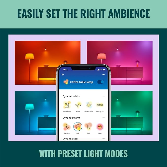 WiZ Color G25 Color Filament LED Smart Bulb - Pack of 6-300 Lumen - E26 Indoor - Connects to Your Existing Wi-Fi - Control with Voice or App + Activate with Motion - Matter Compatible.