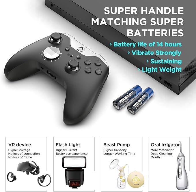 TENAVOLTS 1.5V Lithium Rechargeable AA Batteries, AA Battery for Xbox Controller, AA Rechargeable Batteries for Blink Camera with USB Cable Type C Port, 1.8 Hour Fast Charging, 4 Count with Charger