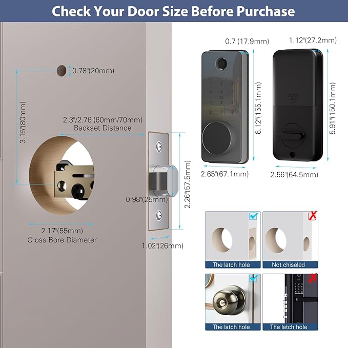 Fingerprint Door Lock, Biquole Keyless Entry Door Lock, Smart Lock with App Control, Electronic Keypad Deadbolt, Auto & One Touch Lock | Digital Smart Door Locks | Easy Installation | IP54 Waterproof