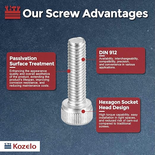 Kozelo 40pcs Socket Head Cap Screws - [M5-0.8 x 18mm] 304 Stainless Steel Allen Socket Drive for Electrical Motor 3D Printing Fan Engine Replacement Use, Silver