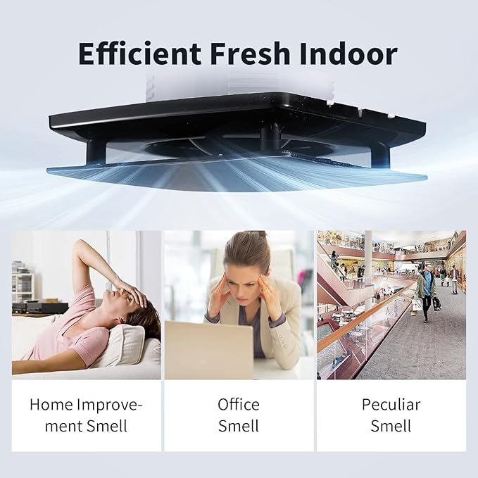 Zeyzer Black Bathroom Fan 110 CFM 1.0 Sone 5.9" Duct Square Ceiling or Wall Mount Ventilation Exhaust Fan for Bathroom/Corridor/Office/Laundry Room/SHop