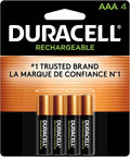 Duracell Rechargeable AAA Batteries 4 Count, Long-lasting Power, All-Purpose Pre-Charged NiMH Triple A Battery for Household and Gaming Devices