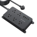 TROND Surge Protector Power Strip, 15ft Long Extension Cord, ETL Listed, 5 Widely Spaced AC Outlets, 2 USB A and 2 USB C, 1300J, Low-Profile Flat Plug, Wall Mountable, for Kitchen Office, Black
