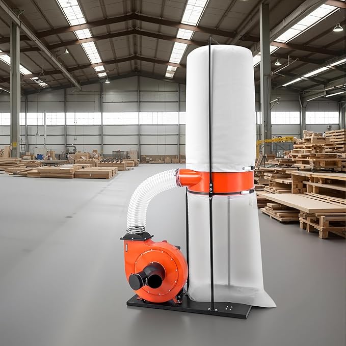 VEVOR Dust Collector, 1100 CFM 2.5 Micron Vortex Cone Dust Collectors, 1.5HP Sawdust Collection System with 35-Gallon Dusts Collector Bag & 42-Gallon Filter Bag, 3400 RPM High Speed, for Woodworking