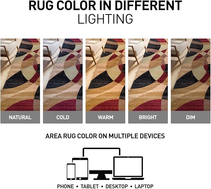 Rugshop Contemporary Abstract Circles Perfect for high Traffic Areas of Your Living Room,Bedroom,Home Office,Kitchen Easy Cleaning Runner Rug 2' x 7'2" Multi