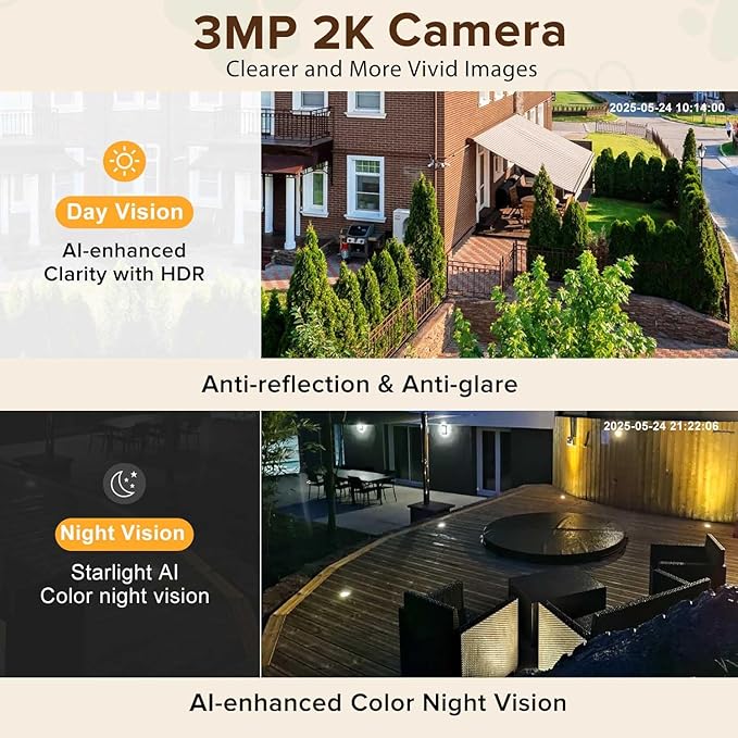STSVA 3MP 2K Window Security Camera,2.4G&5G WiFi Indoor Camera for Home with Color Night Vision,24/7 Recording,Motion Detection,Support SD Card and US Cloud Storage.(1PCS)