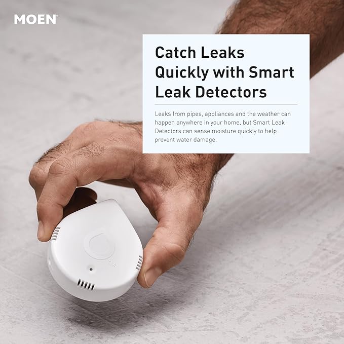 Moen Flo Smart Water Monitor and Automatic Shutoff Sensor, Wi-Fi Water Leak Detector for 3/4-Inch Diameter Pipe, 900-001