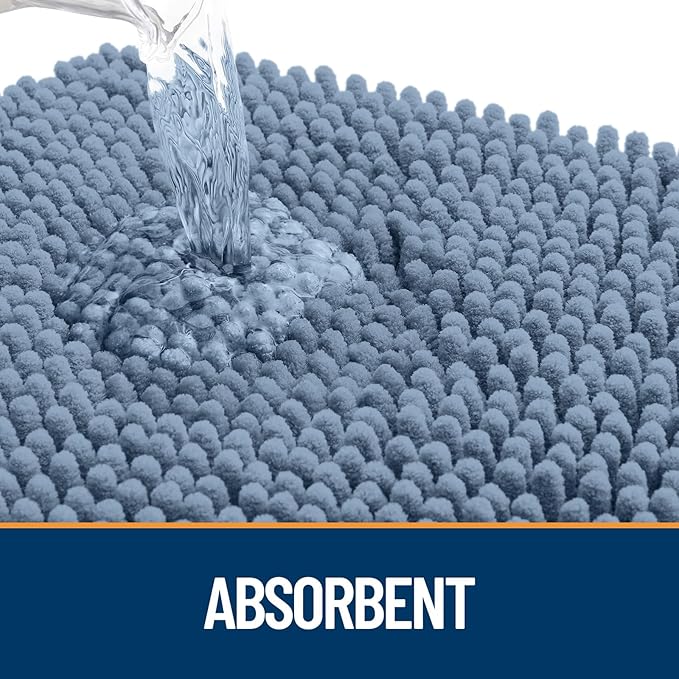 OLANLY Dog Door Mat for Muddy Paws 35x24, Absorbs Moisture and Dirt, Absorbent Non-Slip Washable Doormat, Quick Dry Chenille Mud Mat for Dogs, Entry Indoor Entryway Carpet for Inside Floor, Airy Blue