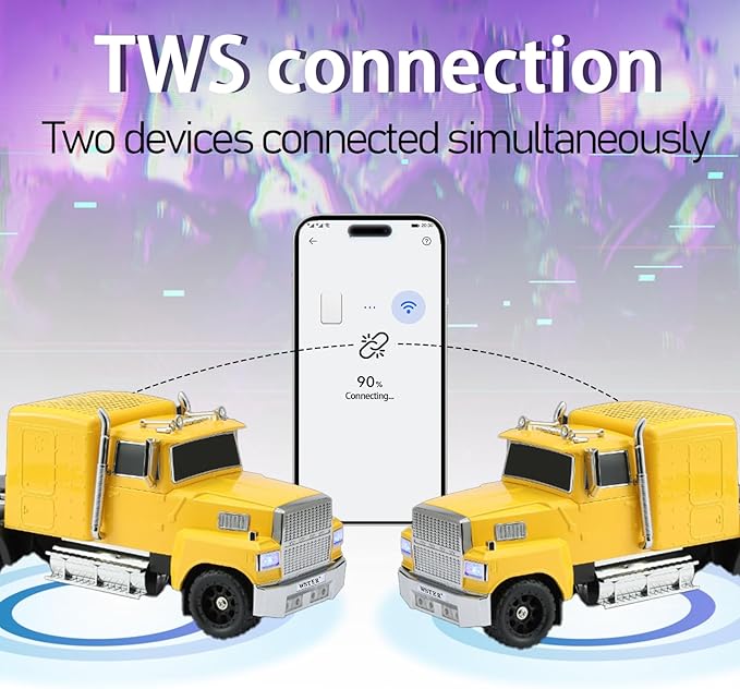 WSTER American Truck Bluetooth Speaker, Retro Car Model，Portable Wireless with HD Stereo Sound, TWS Pairing, USB/TF/AUX Playback, Unique Truck Model Speaker for Home & Outdoor(Yellow)
