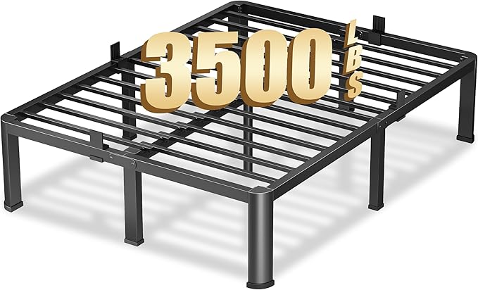 12 Inch King Heavy Duty 3500 lbs Bed Frame with Round-Corner Legs & Anti-Squeak Design – Quick Assembly Metal Platform, No Box Spring Needed