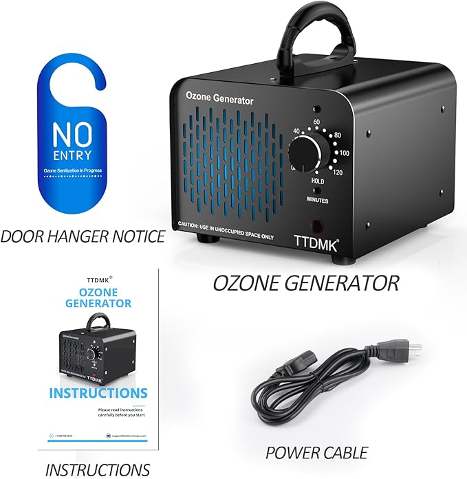 Ozone Generator 168,000mg/h, Commercial Ozone Machine Odor Removal, High Capacity Ozone Machine, Home Ozone Generator for Car, Home, Smoke, Pet, etc (Black) - by TTDMK