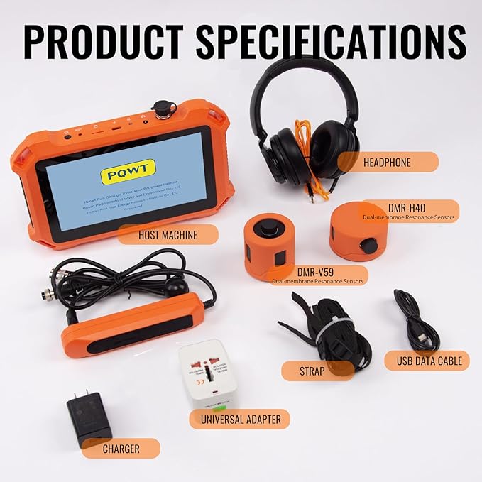 PQWT Underground Water Leak Detectors for Home PQ125A Wall Pipe Water Leakage Detection with Touchscreen Earphone and Carrying Case Multi Sensor Acoustic Pipeline Sound Intensifier