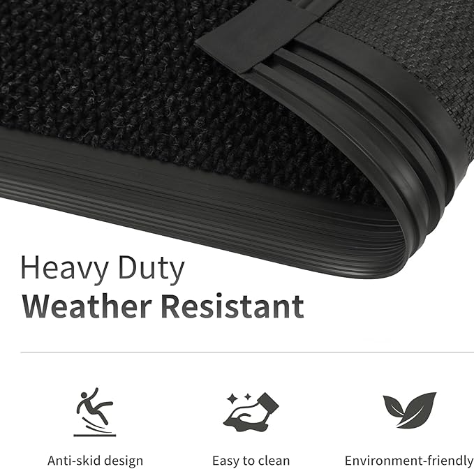 2ft x 13ft Front Door Mat Indoor Outdoor Entrance, Commercial Heavy Duty Entryway Matt, Non-Slip Rubber Backing Low Profile Doormat, Waterproof Dirt Trapper Welcome Mat for High Traffic Area