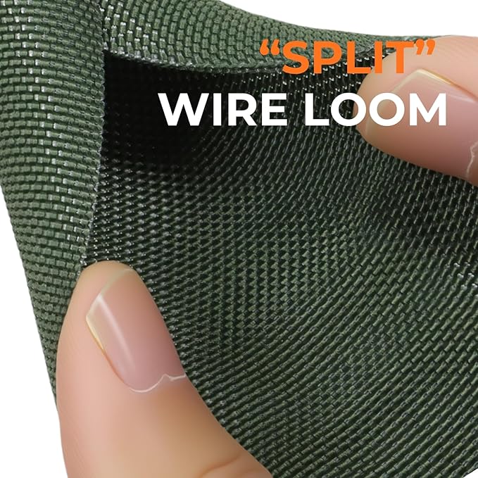 HOLED 1/2 inch Split Braided Cable Management Sleeve for USB Cable Power Cord Audio Video Cable, Wire Loom Cord Protector from Cat Dog Chewing (Dark Green, 25FT)