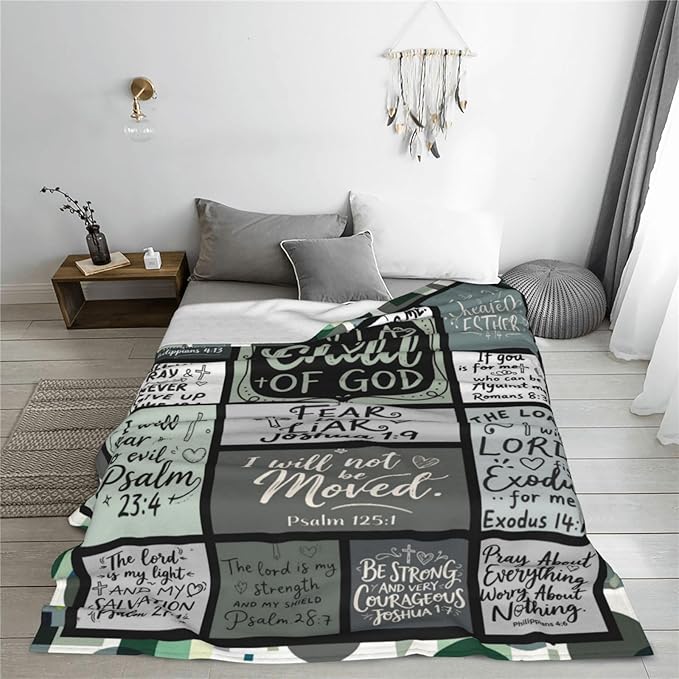 Christian Throw Blanket for Couch, Inspirational Gift for Women, Soft Plush Flannel Blanket, 50"x 60" Thoughts and Prayers Blankets for Bedroom Sofa Living Room Christmas Halloween Decoration