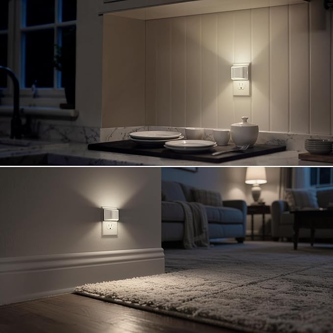DORESshop LED Night Light[4 Pack], Night Lights Plug into Wall, 3 Level Brightness Adjustable Plug in Night Light, Dusk to Dawn Sensor Nightlights for Adults,Bedroom,Bathroom,Hallway,5000K White Cover