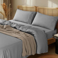 LBRO2M 100% Cotton Sheets Set Deep Pocket 24", 1000 Thread Count California King Size 4 Piece Bed Sheet Sets Soft Comfortable Bedding All Season (California King, Gray)