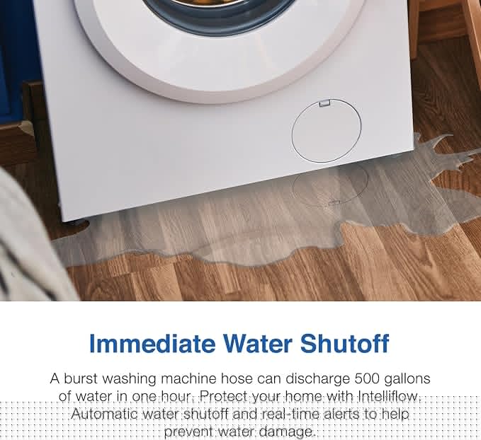 Watts A2C-SC Series Intelliflow 1/2" Washing Machine Smart Water Shutoff Valve with Leak Sensor, Inlet Adapters, Without Wall Box, Automated Flood Detection with Real-Time Text and E-Mail Alerts