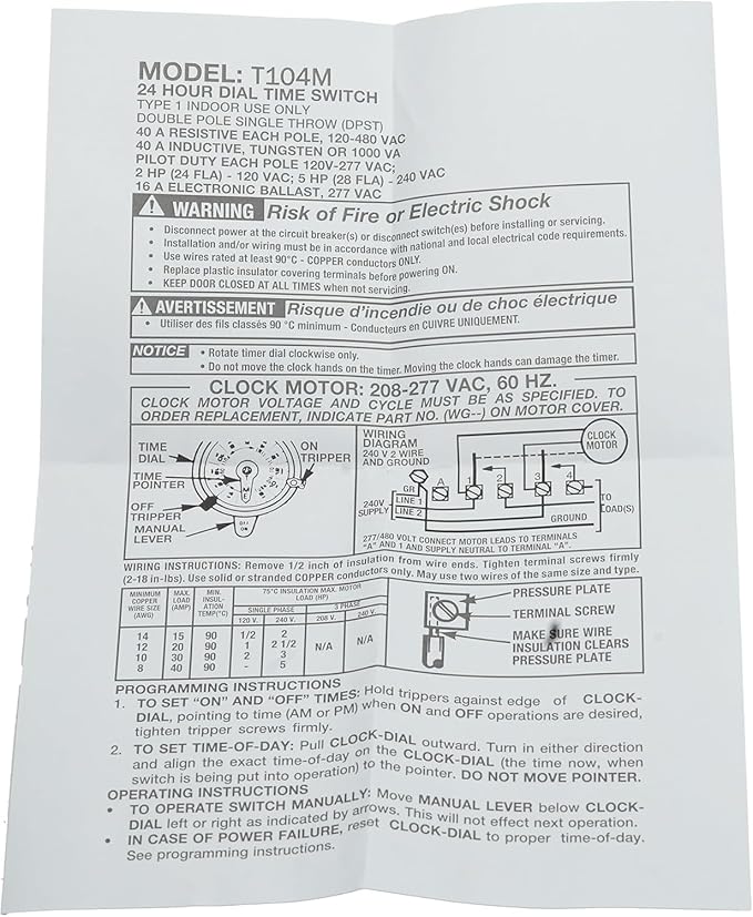 T104M Electromechanical Timer Switch Versatile Scheduling Manual Override,1-12 Cycles Per Day - Manual Override